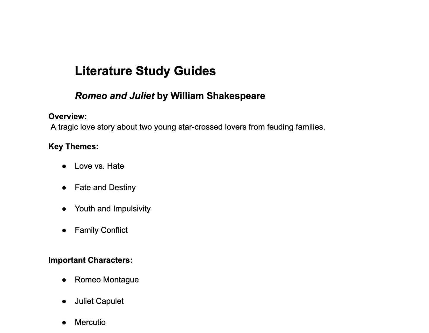 Custom Literature Study Guide